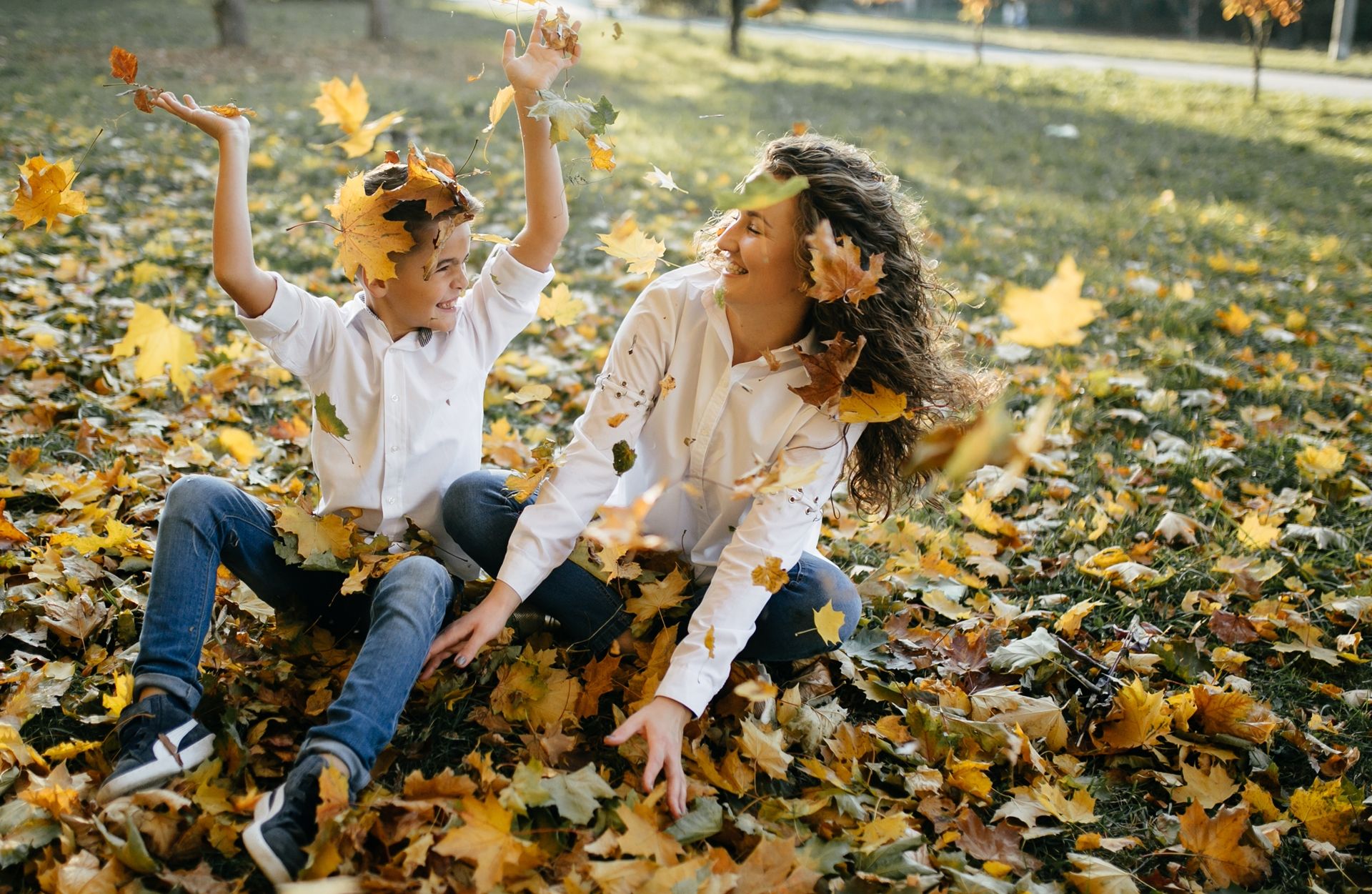 Mother and son have fun